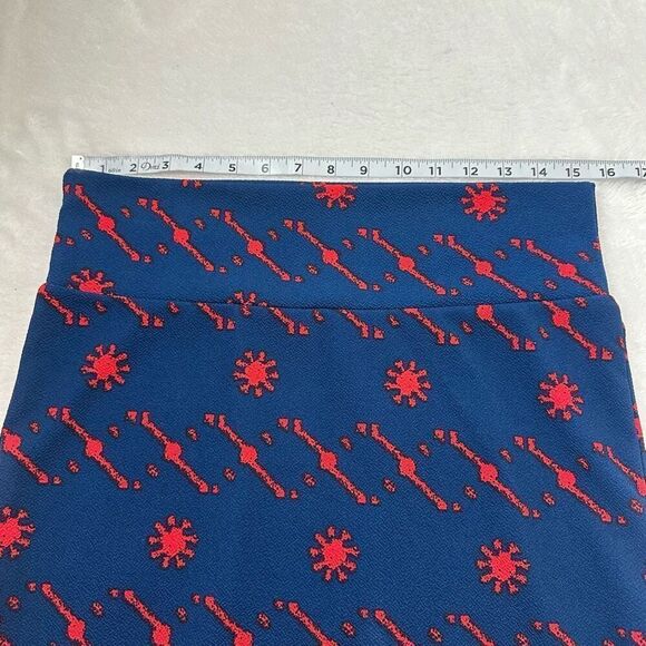 LuLaRoe Women's M Straight Pencil Skirt Blue Red Abstract Star Print Firework - Picture 6 of 7